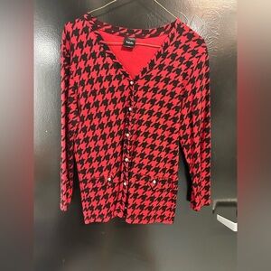 Red and Black Houndstooth cardigan
